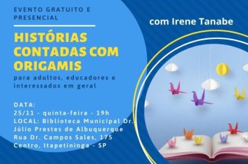  Biblioteca Municipal de Itapetininga terá Contação de Histórias com Origamis