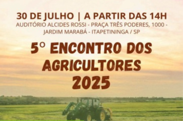 5º Encontro dos Agricultores acontece nesta quarta-feira (30) com palestras técnicas e exposição de produtos agrícolas