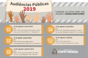 Audiências Públicas Municipais iniciam na próxima semana em Itapetininga