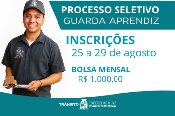 Guarda Aprendiz em Itapetininga abre inscrições na segunda-feira (25) para Processo Seletivo e contratação de 22 jovens com bolsa-auxílio de R$ 1.000,00