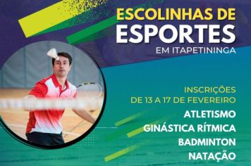 Prefeitura de Itapetininga tem inscrições abertas de 13 a 17 de fevereiro para novas modalidades das “Escolinhas de Esporte” 