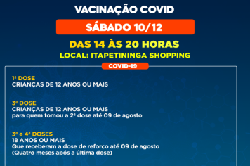 Itapetininga realiza vacinação contra a Covid no Shopping neste sábado (10)