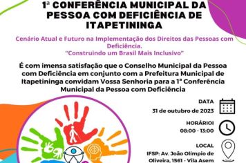 Itapetininga sedia 1ª Conferência Municipal da Pessoa com Deficiência no dia 31 de outubro