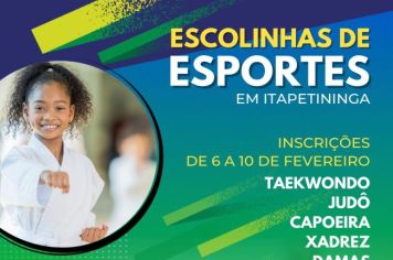 Prefeitura de Itapetininga abre inscrições até 10 de fevereiro para novas modalidades das “Escolinhas de Esporte” 