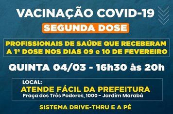 Calendário para 2ª dose a profissionais de saúde da vacina contra Covid-19