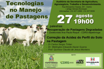 Prefeitura de Itapetininga realiza palestras na próxima terça-feira (27) para capacitação de produtores rurais
