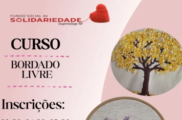 Fundo Social abre inscrições para cursos de Bordado Livre e Costura Criativa
