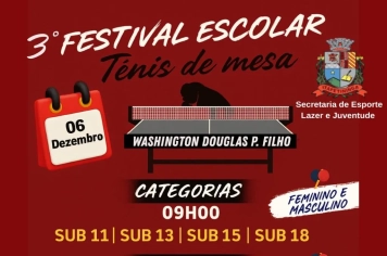 Itapetininga sedia o 3º Festival de Tênis de Mesa “Washington Douglas P. Filho”