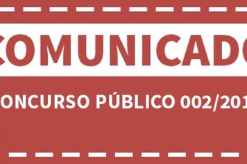 COMUNICADO - CONCURSO PÚBLICO 002/2016 