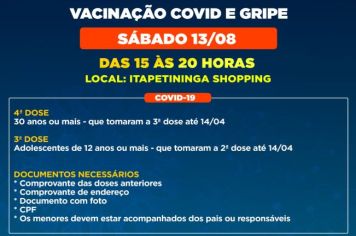 Itapetininga realiza novo mutirão de vacinação contra a Covid-19 e Gripe no Shopping neste sábado (13)