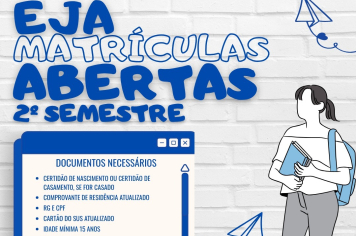 EJA tem inscrições abertas para o segundo semestre