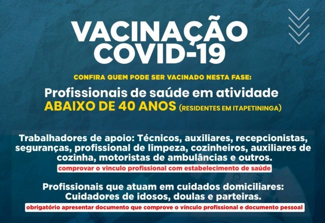 Prefeitura de Itapetininga divulga novos grupos para vacinação contra Covid-19