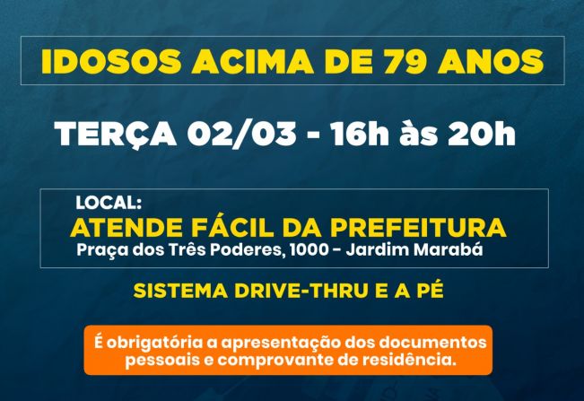 Vacinação para idosos acima de 79 anos nesta terça (02)