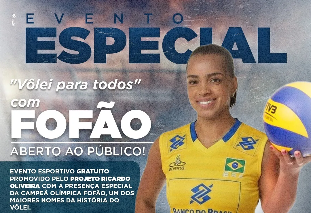 Campeã Olímpica e uma das maiores jogadoras do vôlei brasileiro, Fofão estará em no Ginásio Municipal “Ayrton Senna da Silva” em Itapetininga