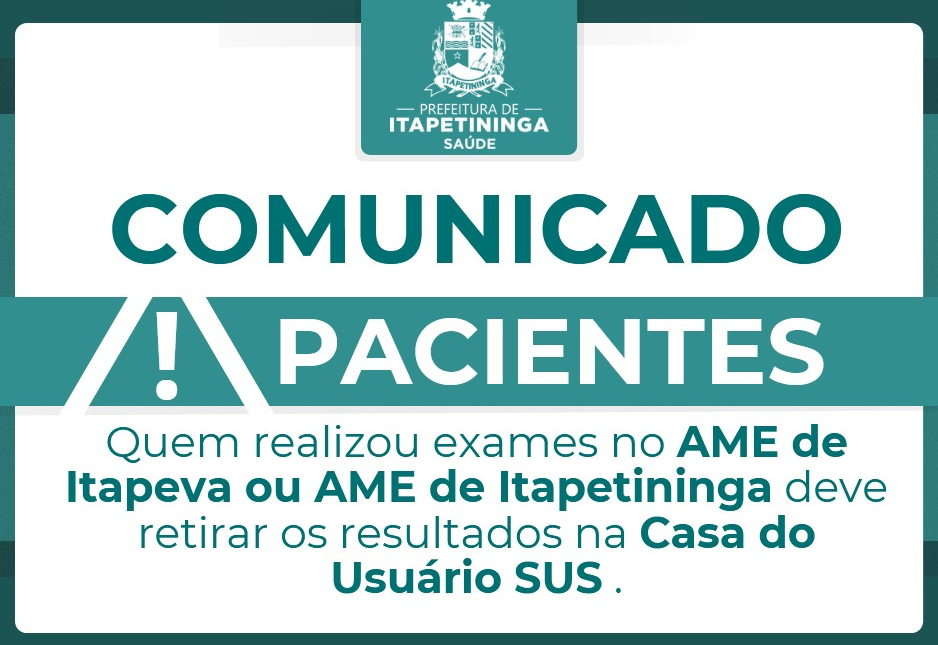 Secretaria de Saúde orienta sobre retirada de resultados de exames do AME