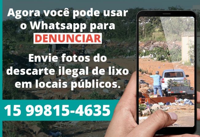 Lançamento do canal de whatsapp para denúncias de flagrantes de descarte irregular de lixo