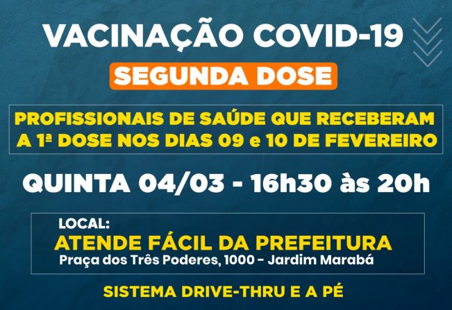 Calendário para 2ª dose a profissionais de saúde da vacina contra Covid-19