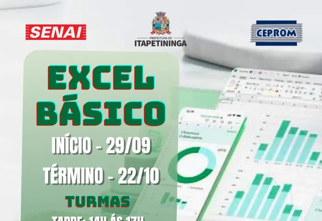 CEPROM de Itapetininga oferece curso gratuito de Excel básico com certificação SENAI