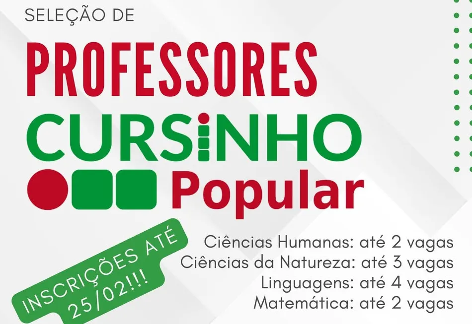 IFSP abre inscrições para seleção de professores do Cursinho Popular