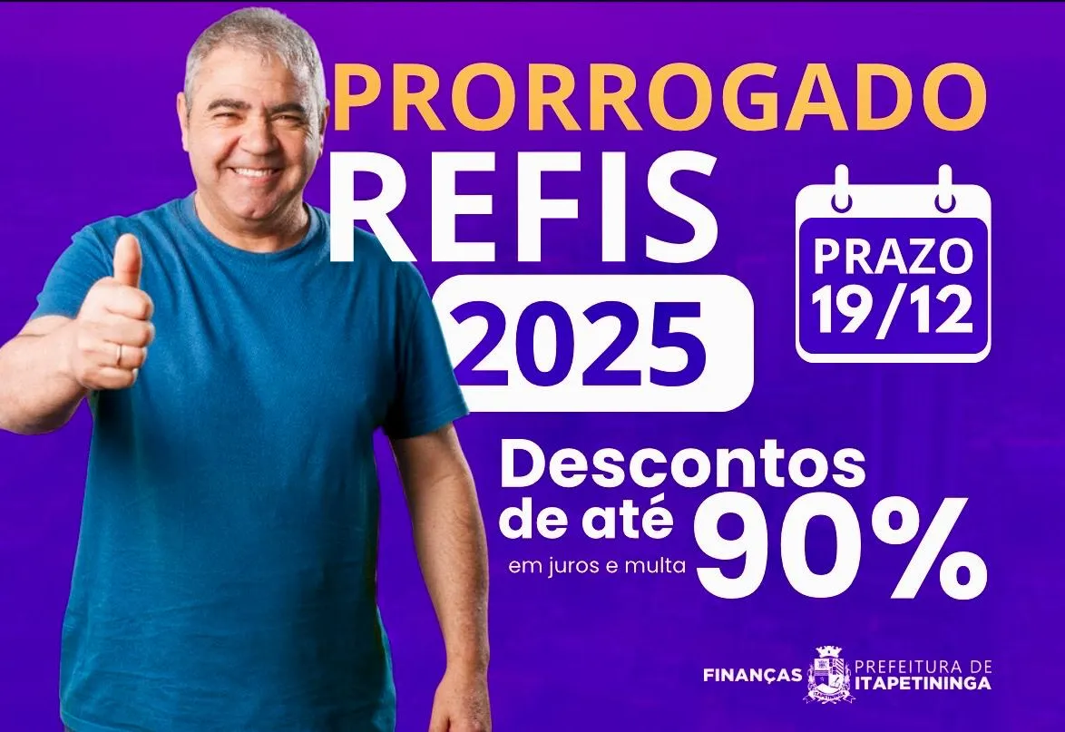 Prefeitura de Itapetininga prorroga REFIS 2025 até 19 de dezembro