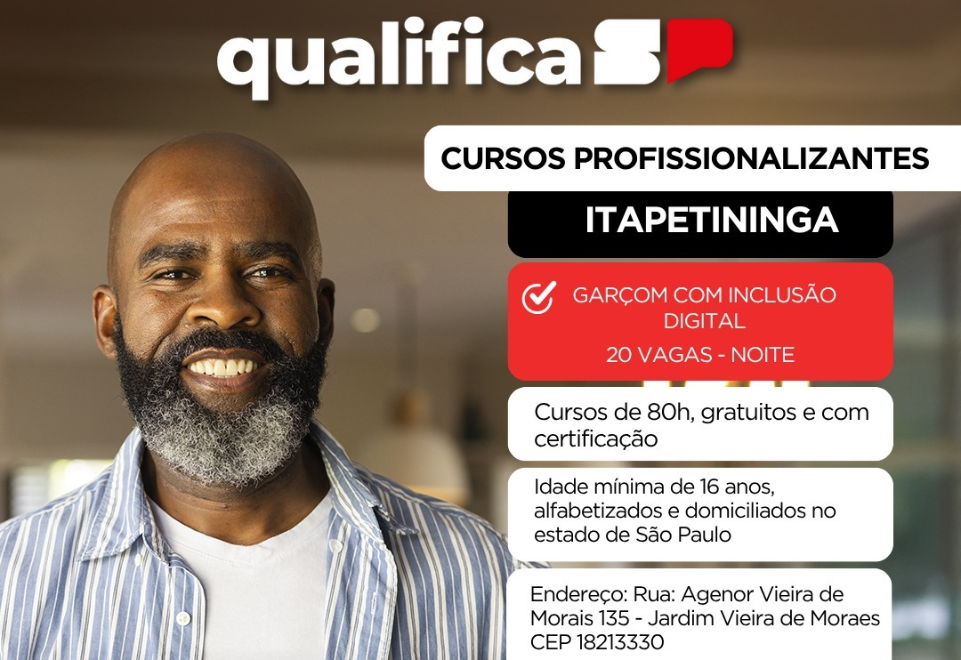 Qualifica SP – Novo Emprego oferece curso profissionalizante gratuito em Itapetininga