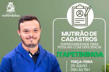 Mutirão de Cadastro para Pessoas com Deficiência será realizado em Itapetininga