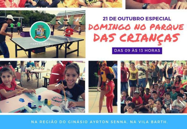 Se prepare!!! Itapetininga comemora mais um especial “Dia da Criança” no Domingo no Parque