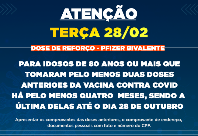 Itapetininga inicia vacinação contra a Covid com a Pfizer Bivalente para idosos com 80 anos ou mais nesta terça-feira, dia 28